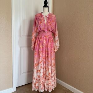 Hemant & Nandita Sidra Pink Floral Maxi Dress